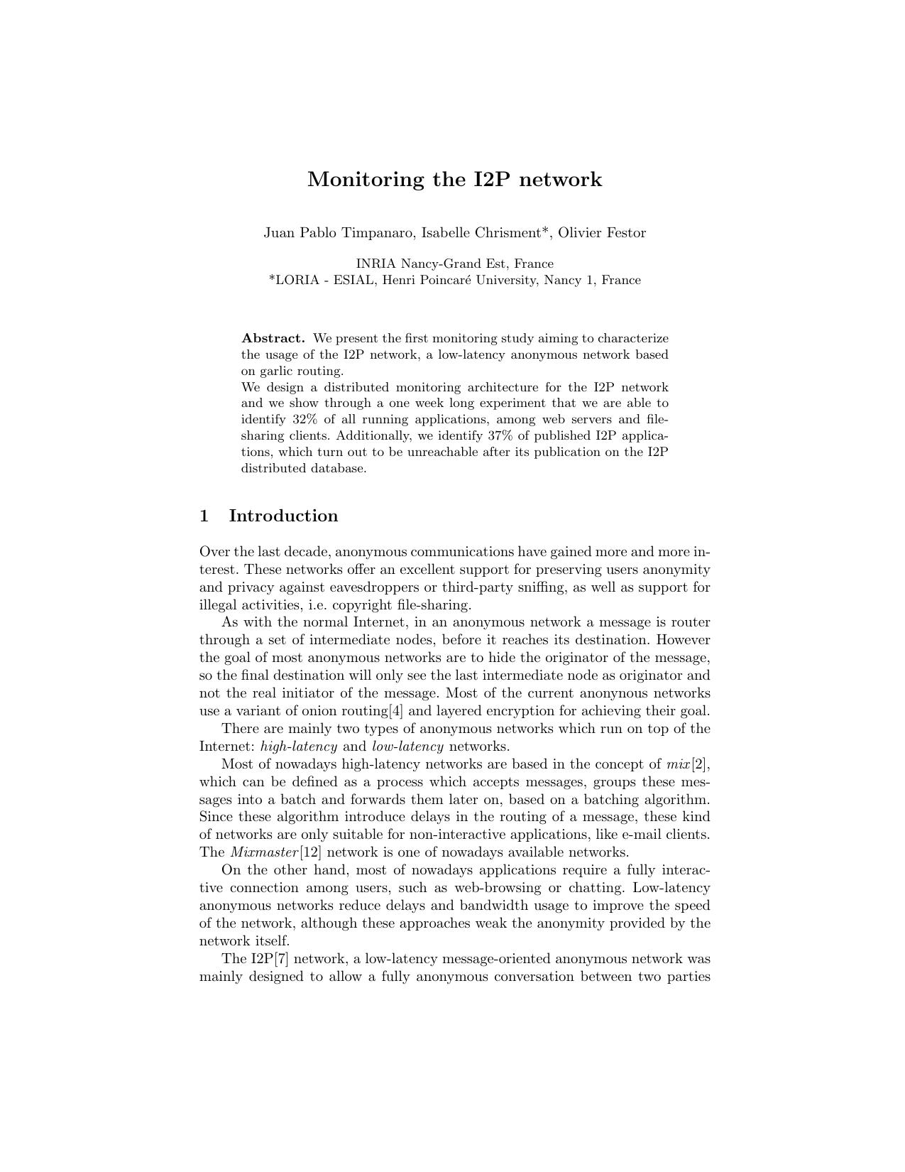 Monitoring the I2P Network TMA2012-LNCS