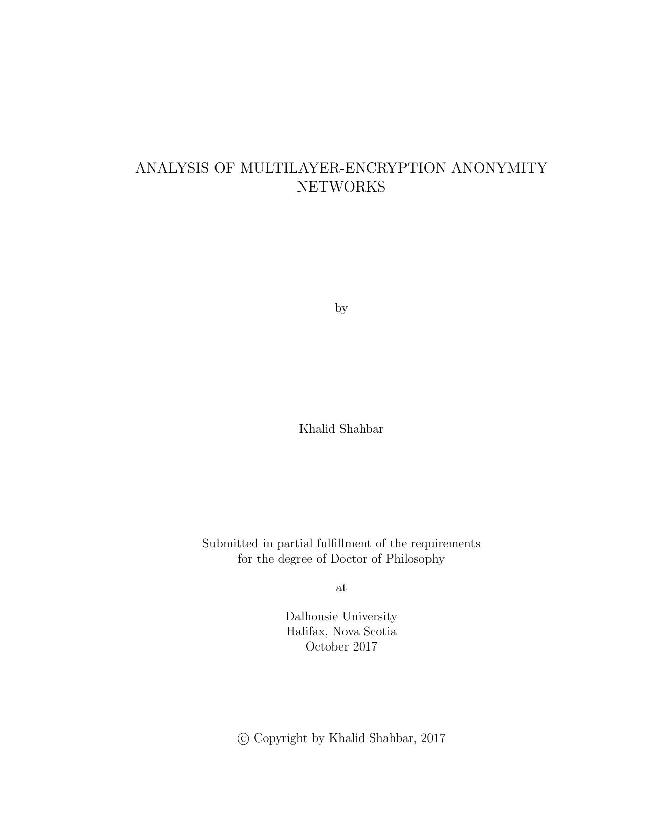 Analysis of Multi-Layer Encryption Networks Shahbar-Khalid-PhD-CS-Oct-2017